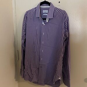 Sebastian James Purple and White Striped Shirt. Business, Preppy, Collegiate